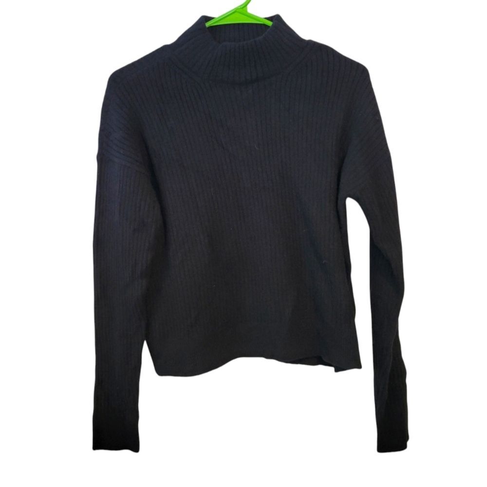 Spiritual Gangster Mock Neck Rib-knit Sweater in Black Size Small